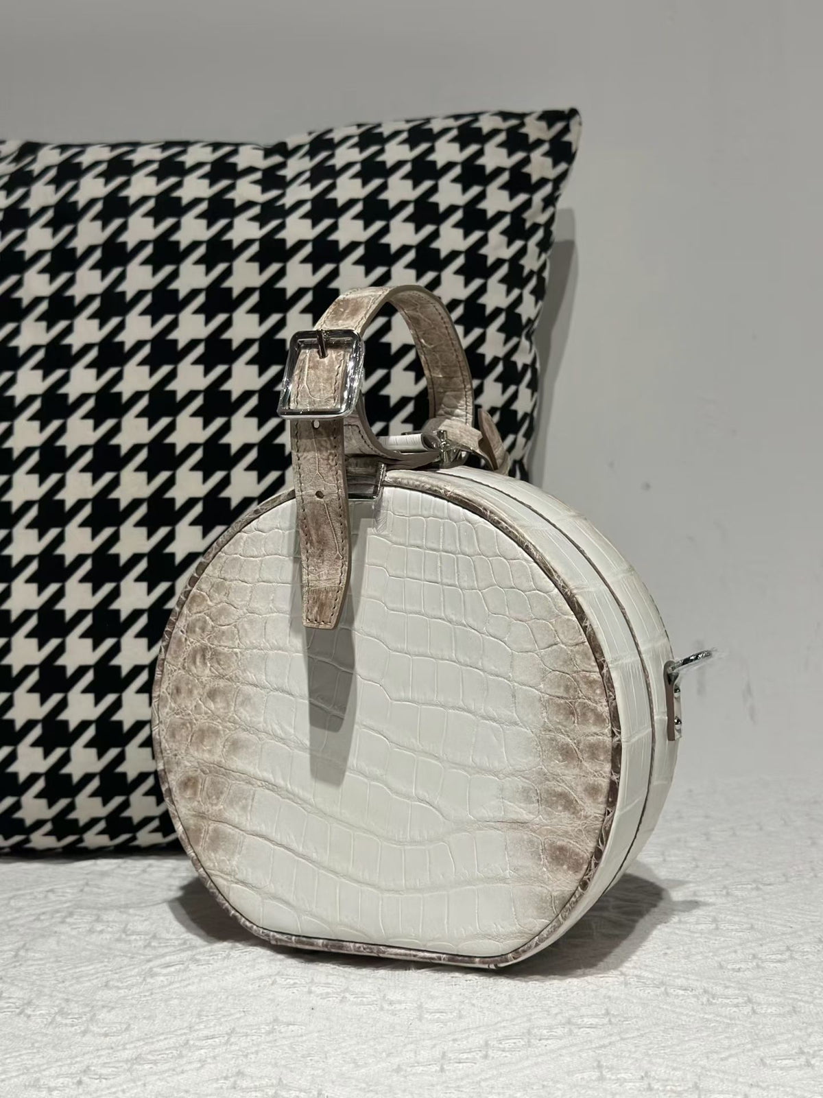 Crocodile Apple Bag  , Himalaya White Crocodile Leather Round Circle Apple Bag