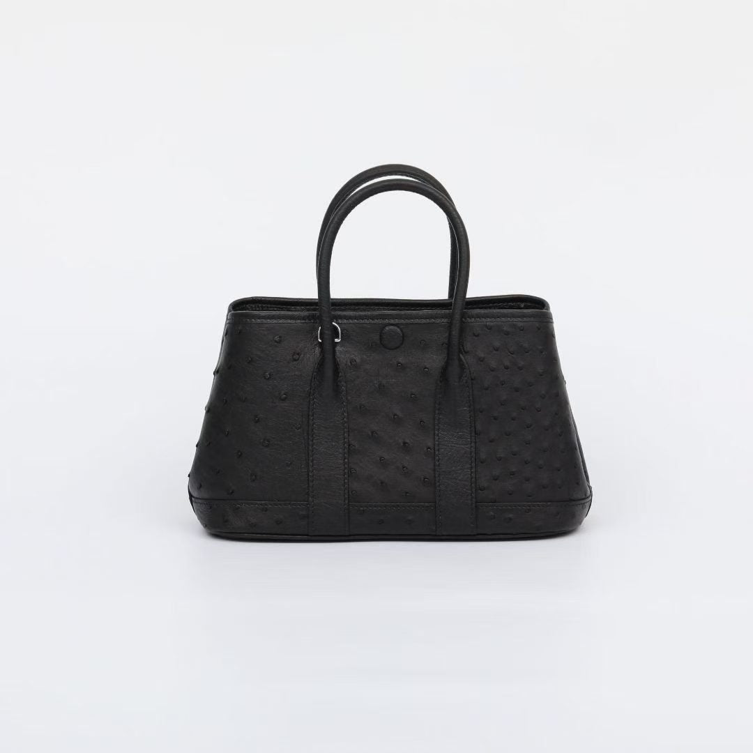 Genuine Ostrich Skin Leather Small Tote Bag