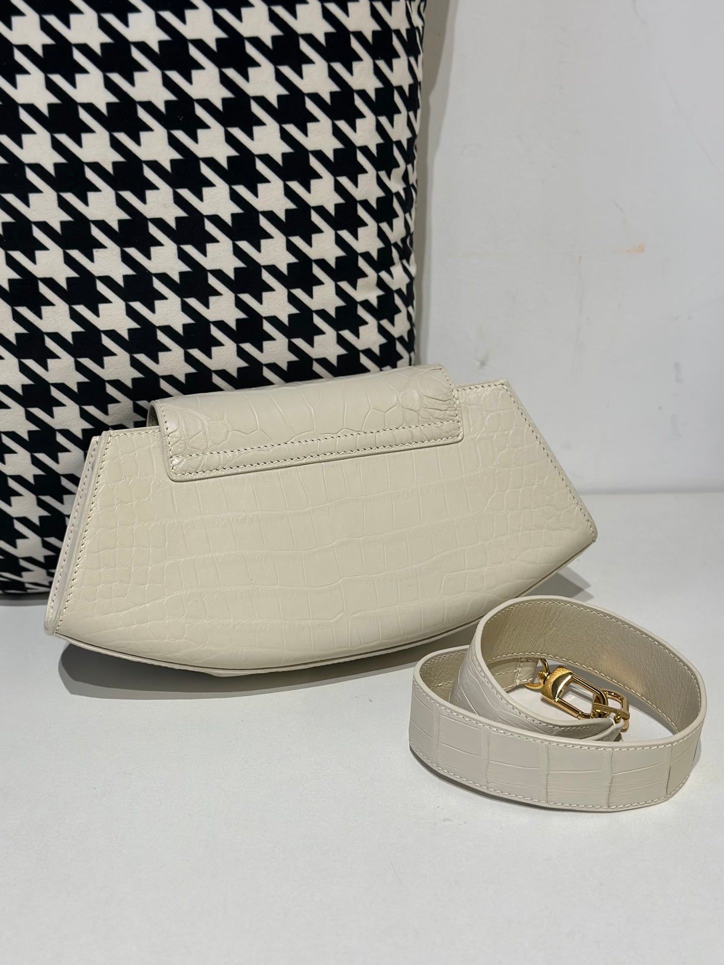 Crocodile Leather Shoulder Messenger Bags Ice White