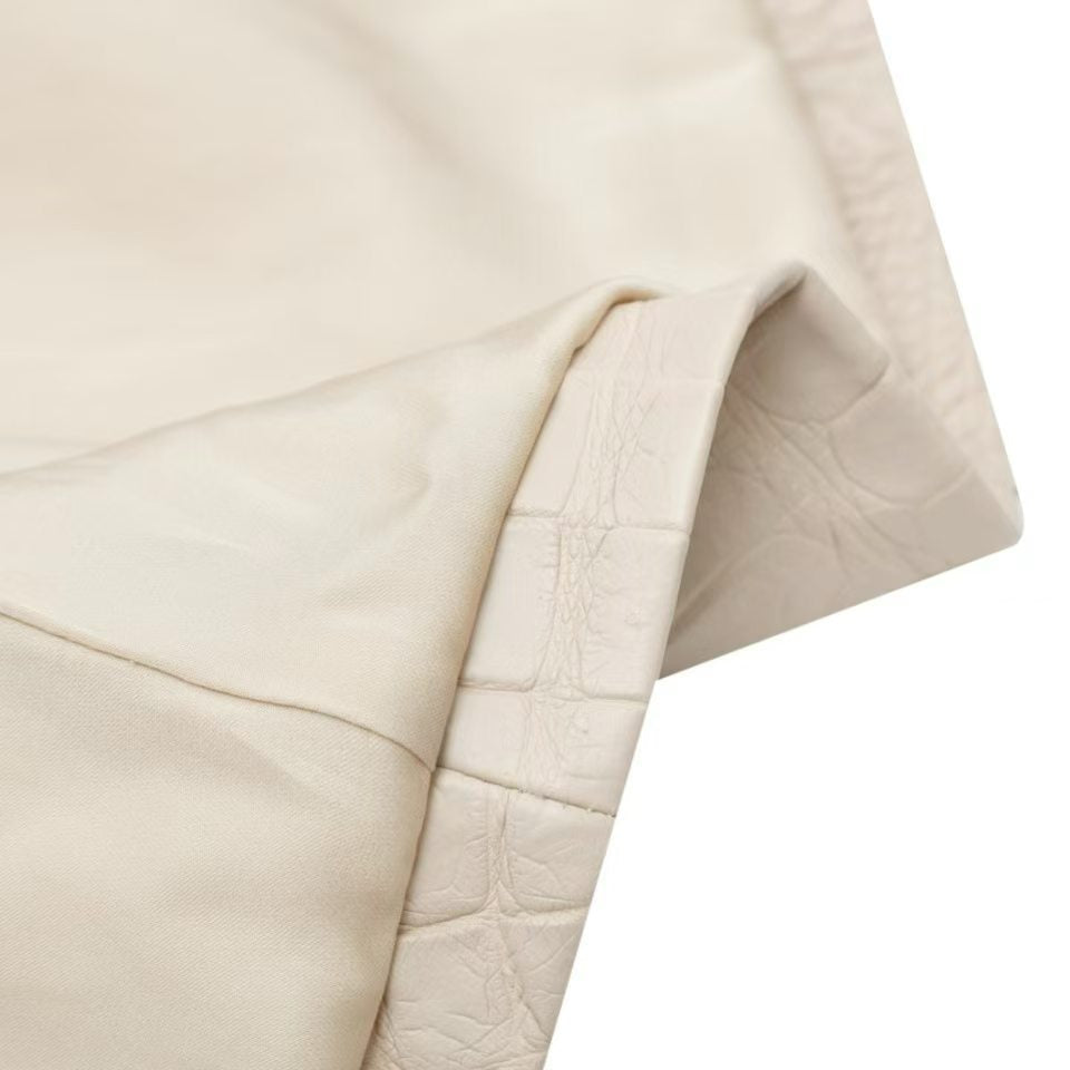 Men's White Crocodile Leather Long Coat
