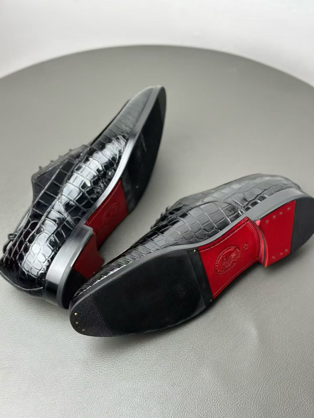 Crocodile Shoes Men's Crocodile Leather Lace Up Shoes Black