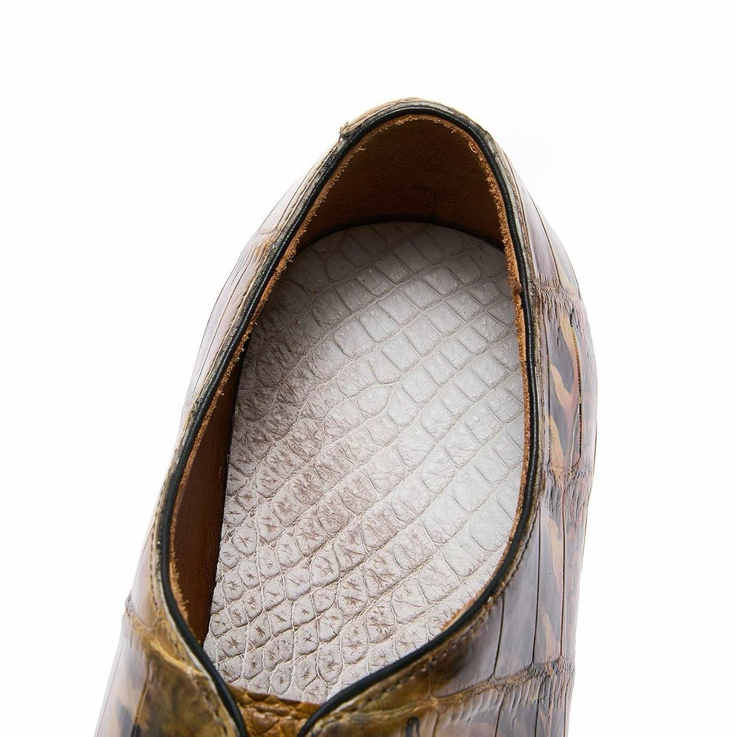 Crocodile Shoes, Men's Hand Painted Crocodile Leather Business Lace Up Shoes