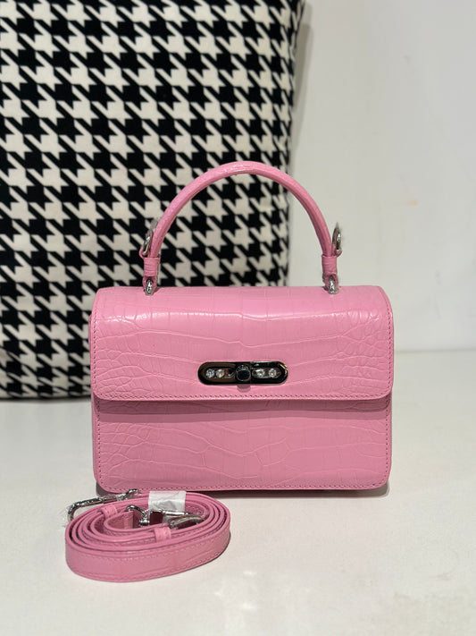 Crocodile Leather Top Handle Cross Body Bag