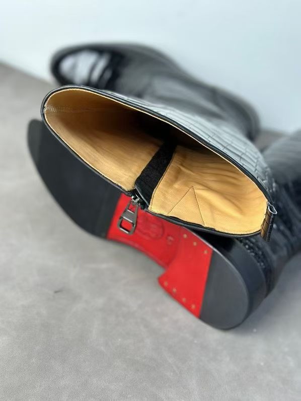 Men's Crocodile Leather Knee-High Boot