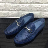 Exotic Ostrich Skin Leather Slip-On~ Loafer Shoes for Men