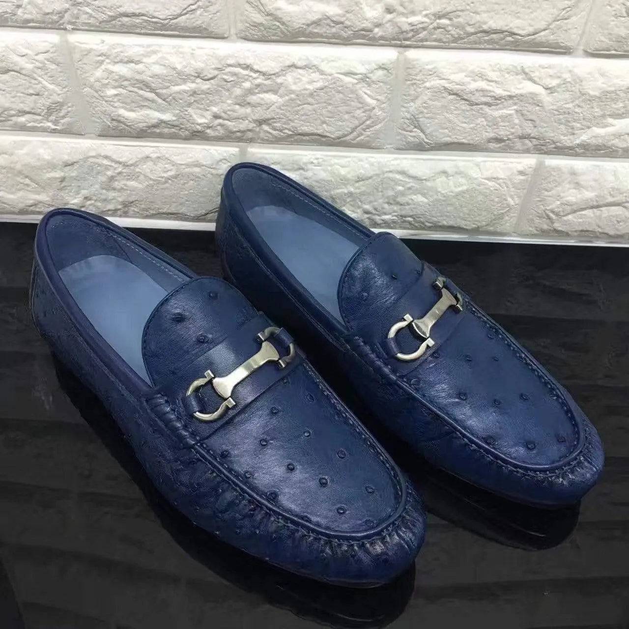 Crocodile Shoes Exotic Ostrich Skin Leather Slip-On~ Loafer Shoes for Men