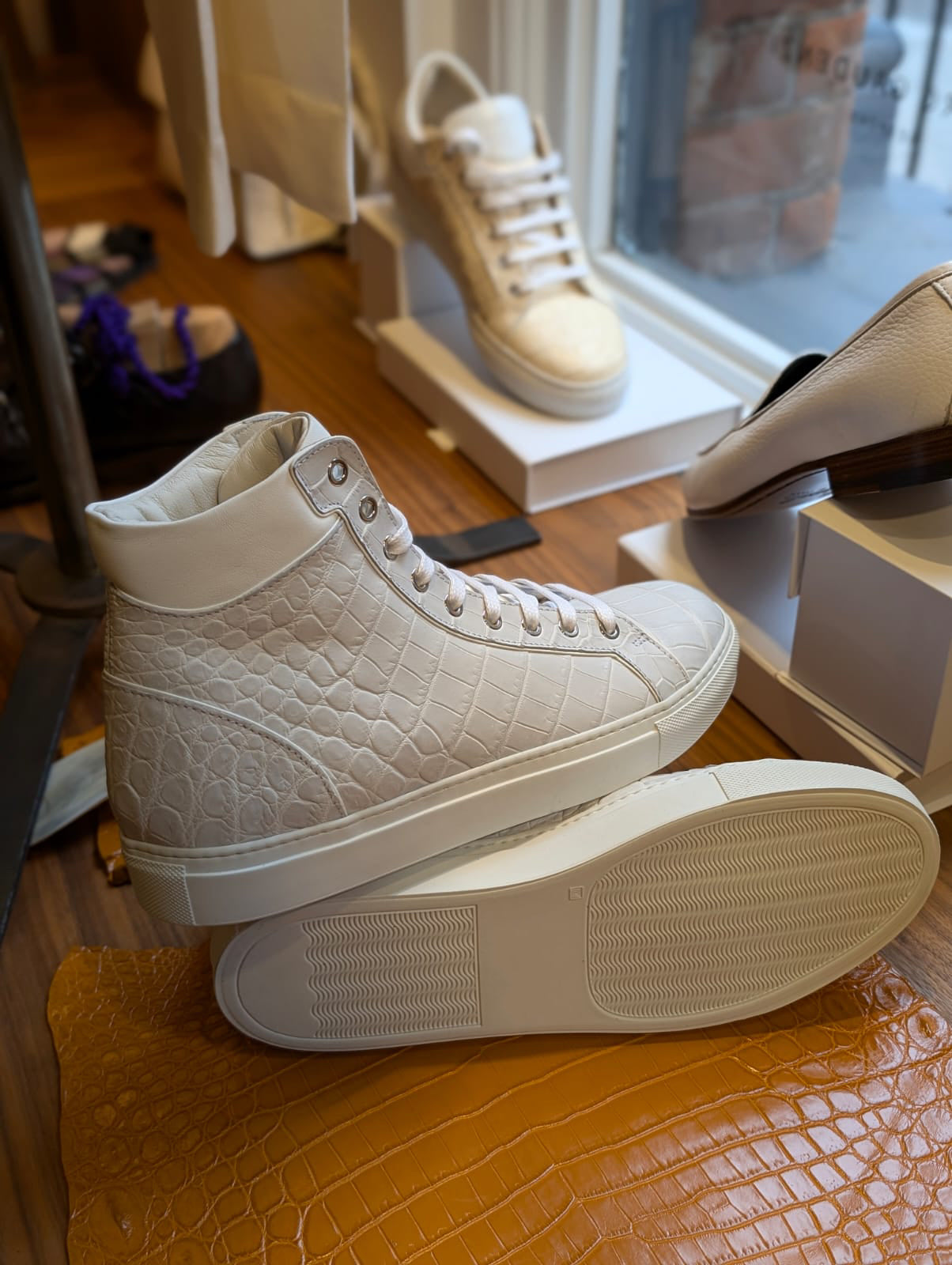 Preorder Men Crocodile Leather Lace Up Shoes Dark Blue Nubuck