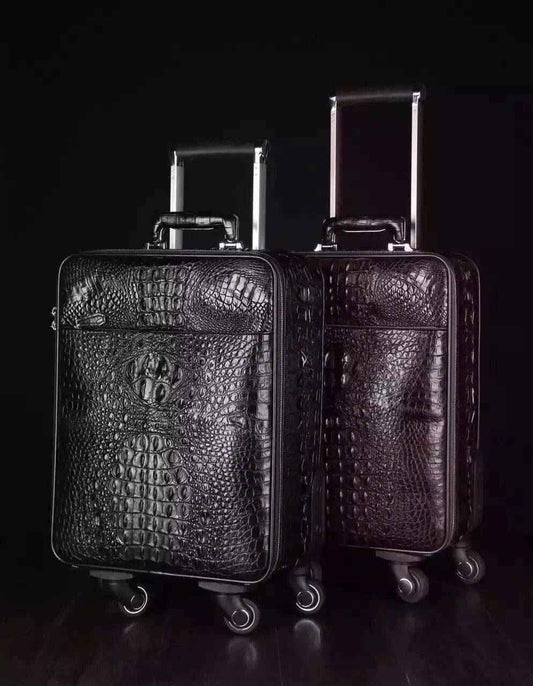 Genuine Crocodile Leather Laptop Trolley Bagagli Valigie, Bagagli da Viaggio