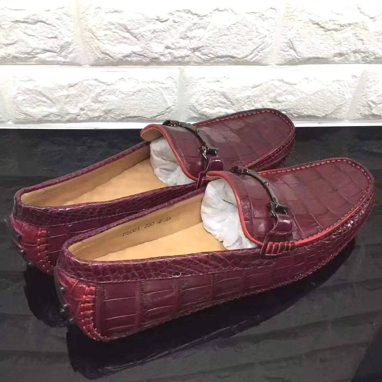 Crocodile Shoes Genuine Crocodile Belly Leather Slip On Loafer Shoes