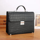 Genuine Crocodile Leather Briefcase Password Lock Buiness Bag Black Rossie Viren