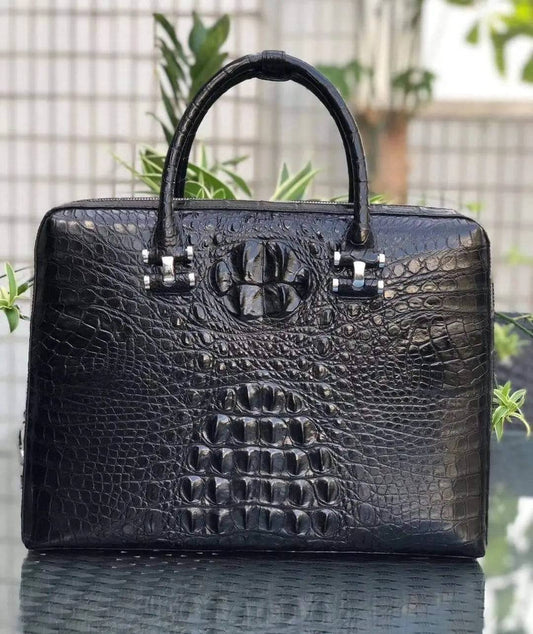 Genuine Crocodile Leather Password Lock  Business Briefcase