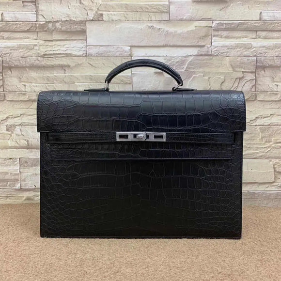 Genuine Crocodile Leather Top Handle Briefcase Business Bag