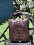 Genuine Crocodile Leather Vertical Briefcase Handbag For Men