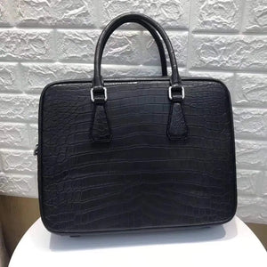 Genuine Leather Briefcase Black That You Can Slide Over A Suitcase Handle