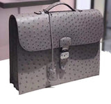 Genuine Ostrich Leather Business Work Briefcase Laptop Bag