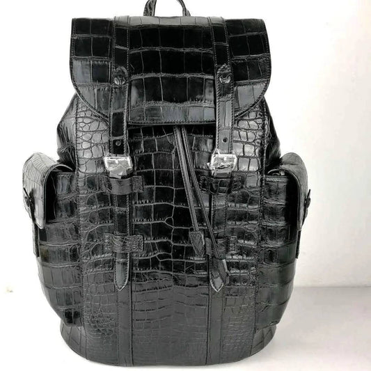 Genuine Siamese  Crocodile Belly Leather Backpack