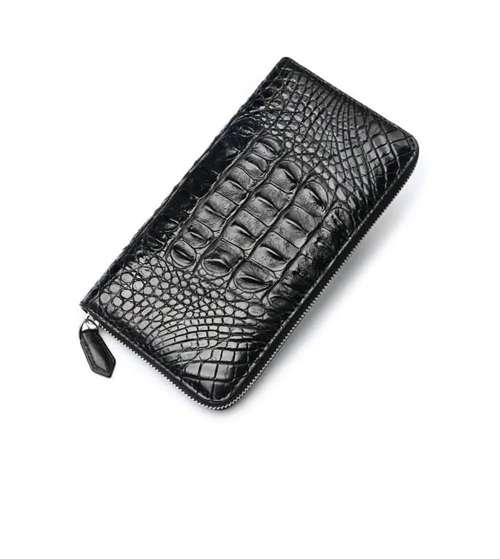 Genuine crocodile leather Large Long Zip Wallet.