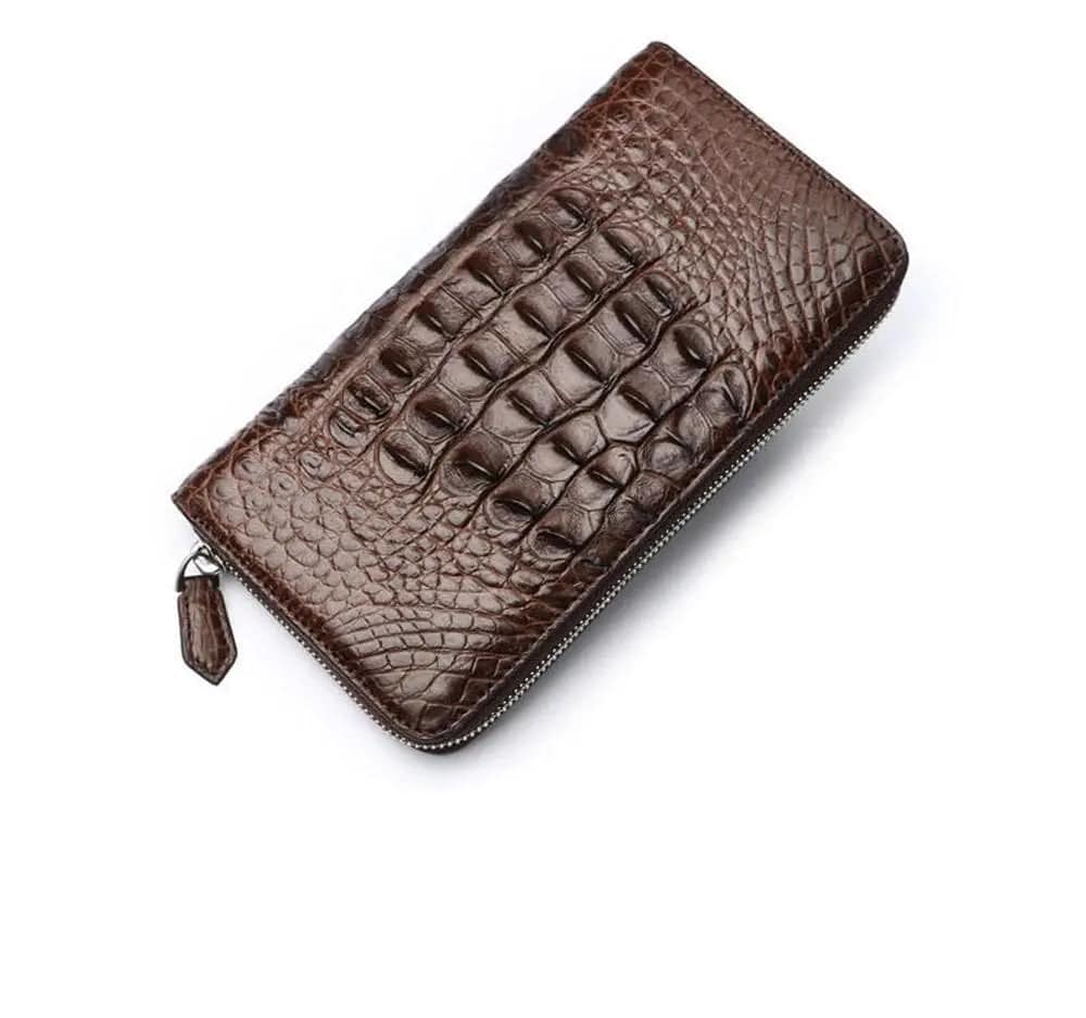 Genuine crocodile leather Large Long Zip Wallet.