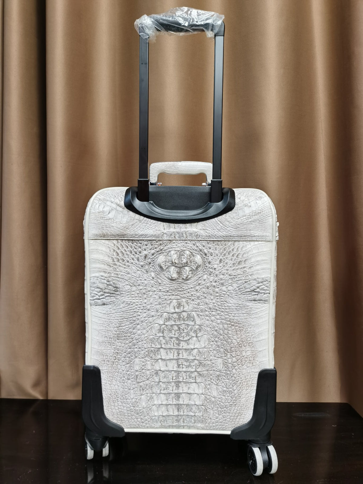 Genuine Crocodile Leather Laptop Travel Trolley Luggage Bags Cases Himalayan White 18"