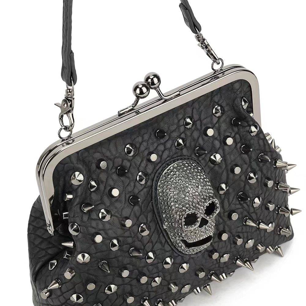 3D Skull Clutch Bag,  Studded Skull Evening Bag , Skull Clutch Bag