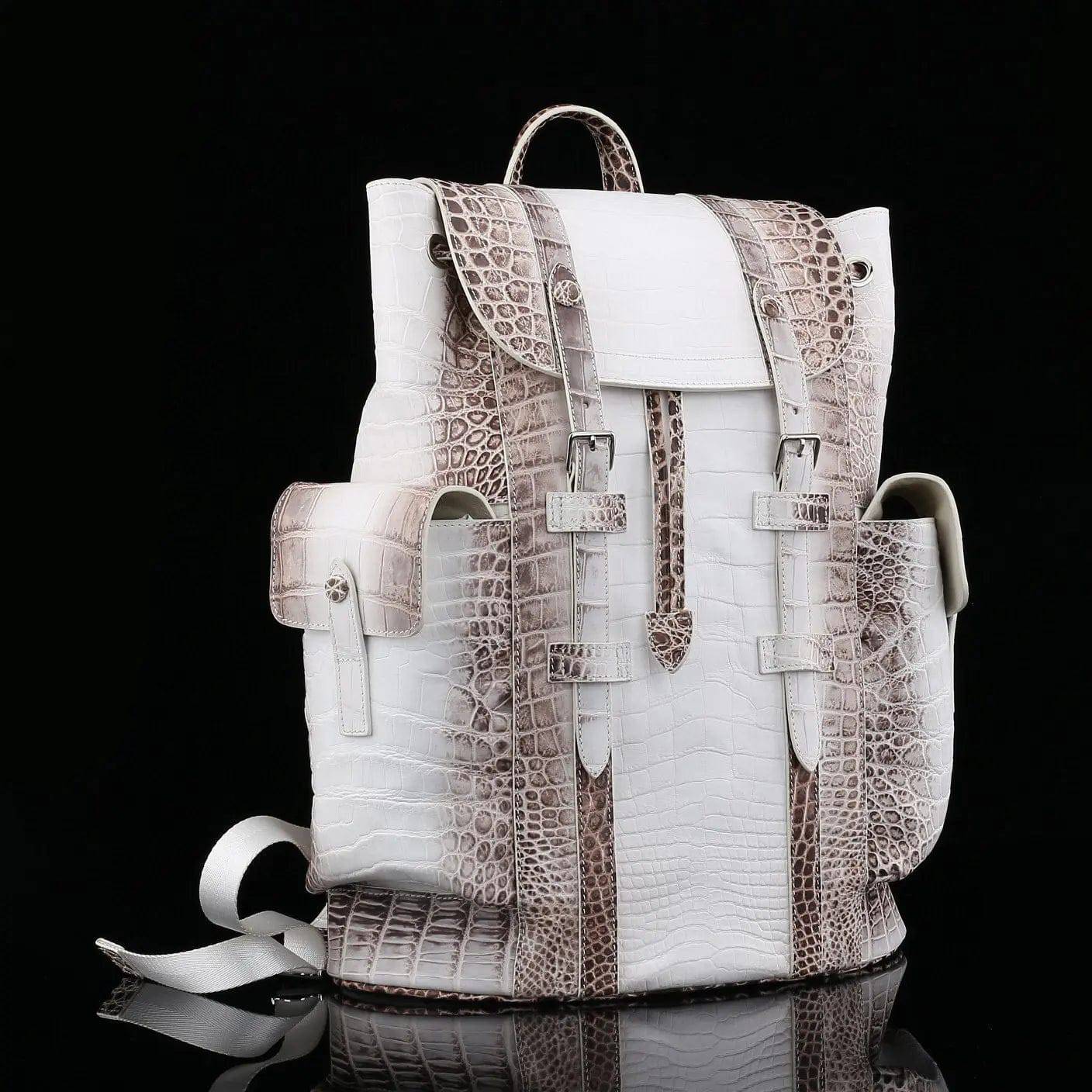 Hilmalaya White Crocodile Leather Backpack Hilmalaya White Crocodile Leather Backpack