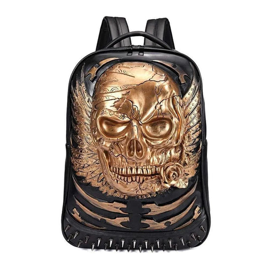 Hoody Hoodie 3D Skull Ghost Backpack Rivets Punk Travelling Rucksack Computer Bags