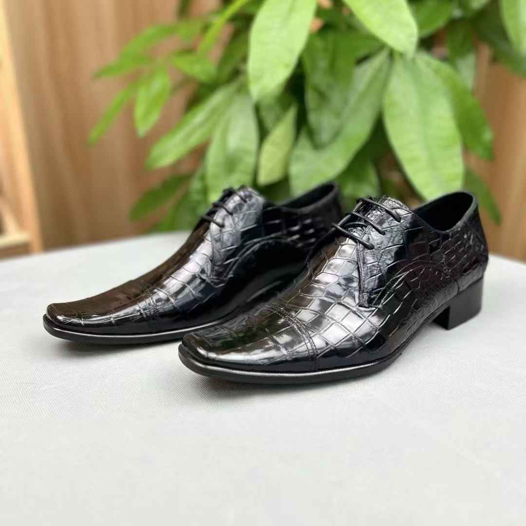 Crocodile Shoes, Men's Crocodile Leather Lace Up Shoes Black