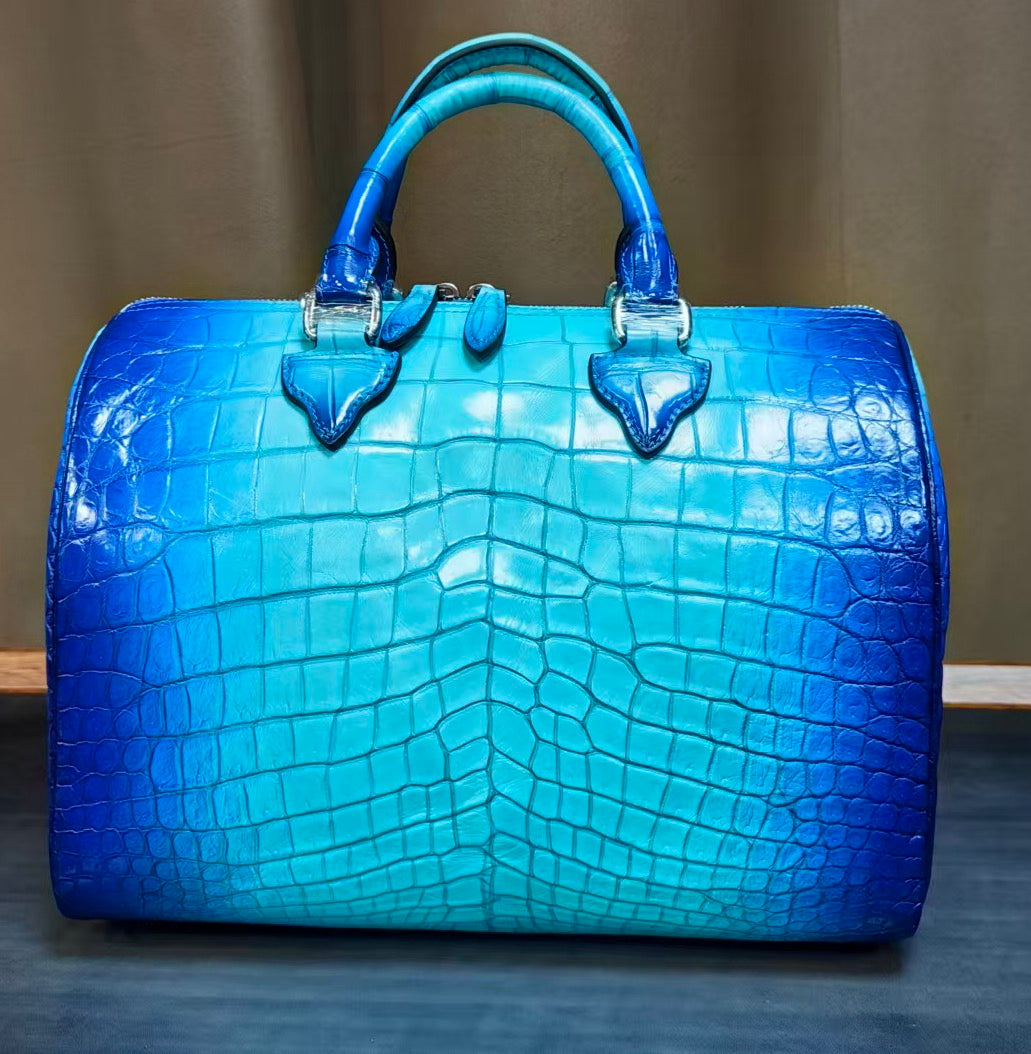 Preorder Womens Vintage Crocodile Leather Satchel Bag