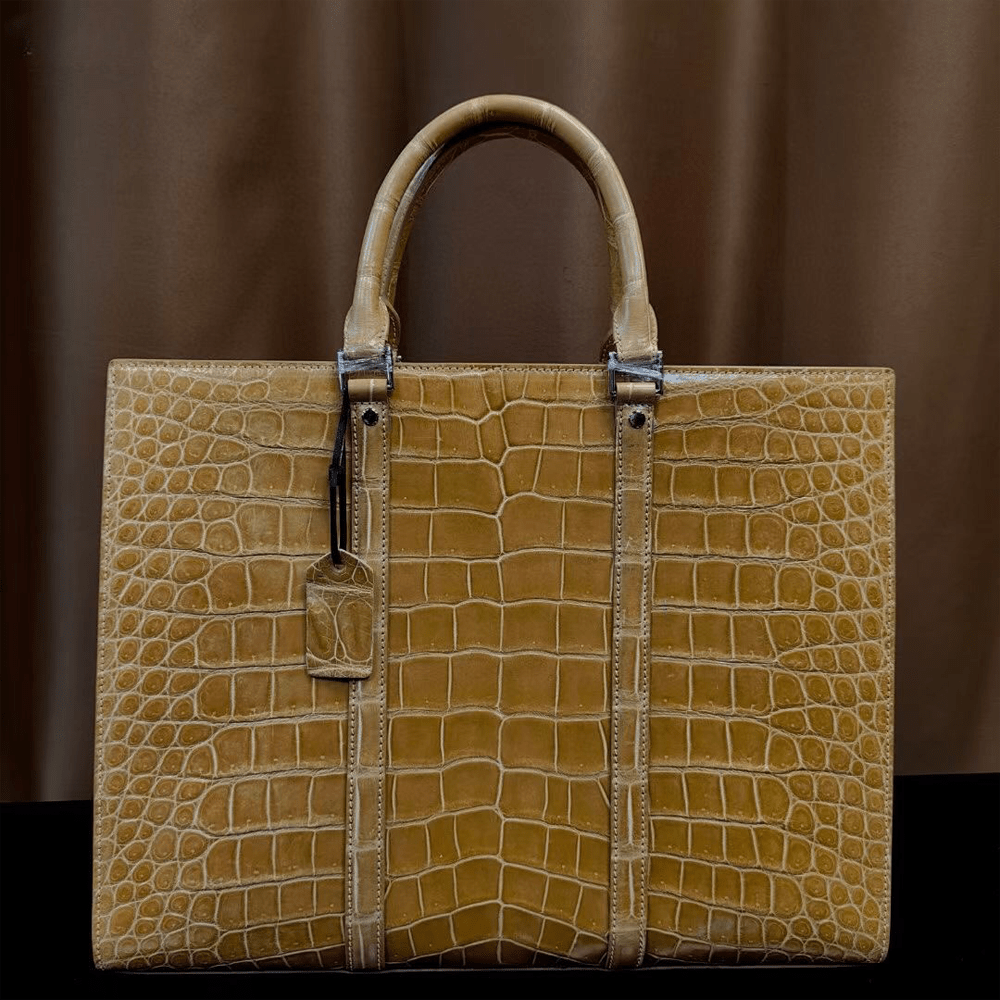 Crocodile Briefcase ,Crocodile Skin LeatherHigh Glossy Briefcase Laptop Business Handbag