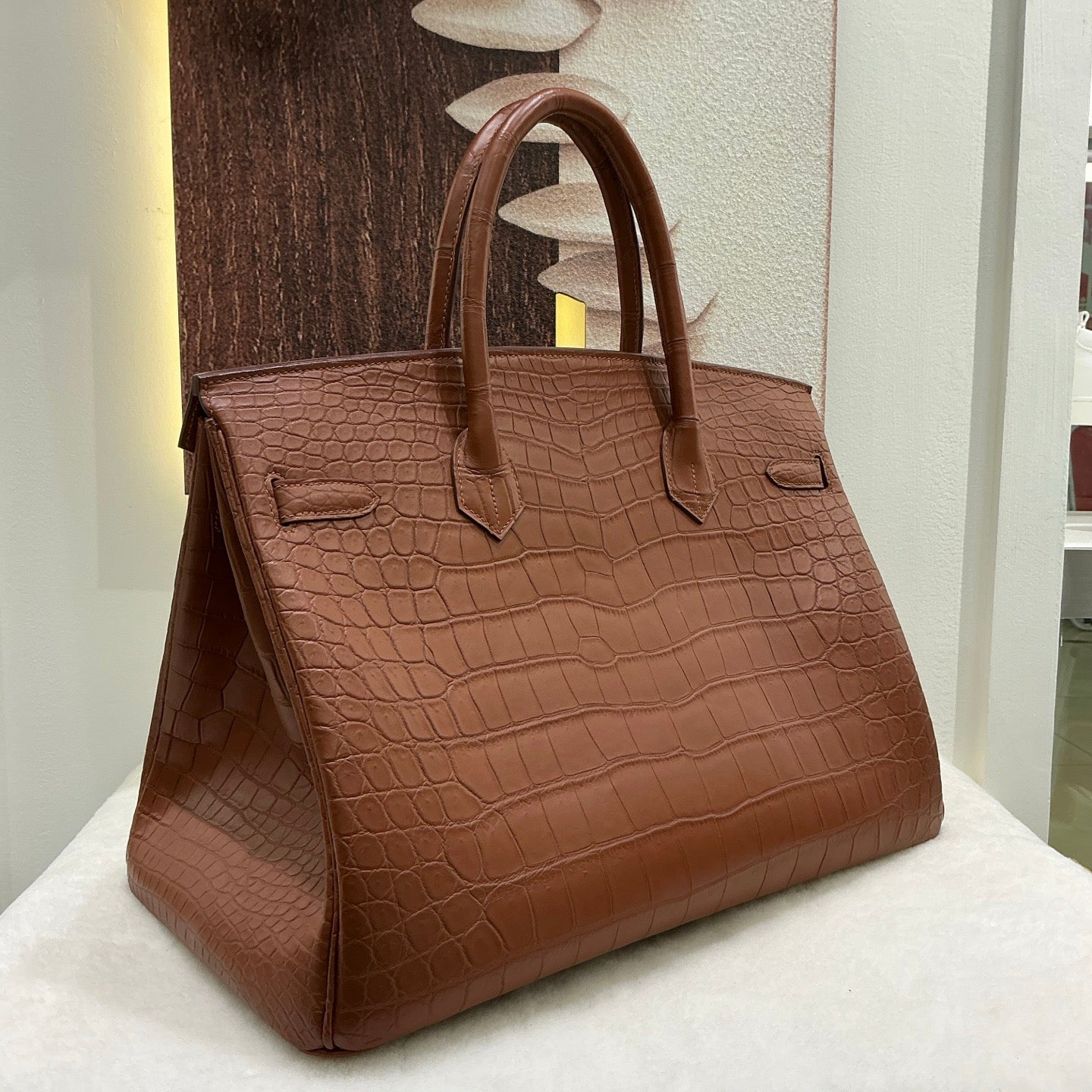 Preorder Genuine Matt Crocodile Skin Leather 40cm Business Top Handle Handbags Office Bags Dark Grey