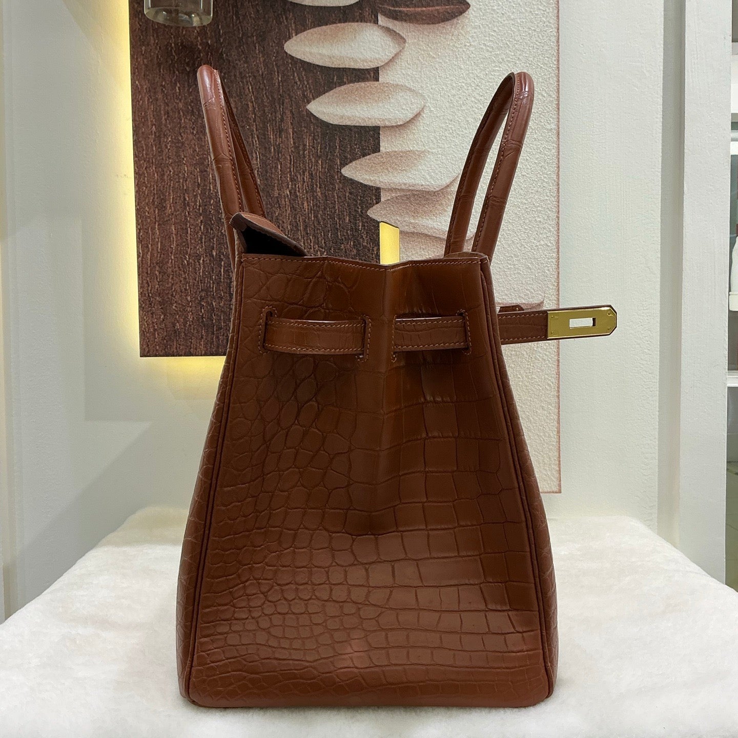 Preorder Genuine Matt Crocodile Skin Leather 40cm Business Top Handle Handbags Office Bags Dark Grey