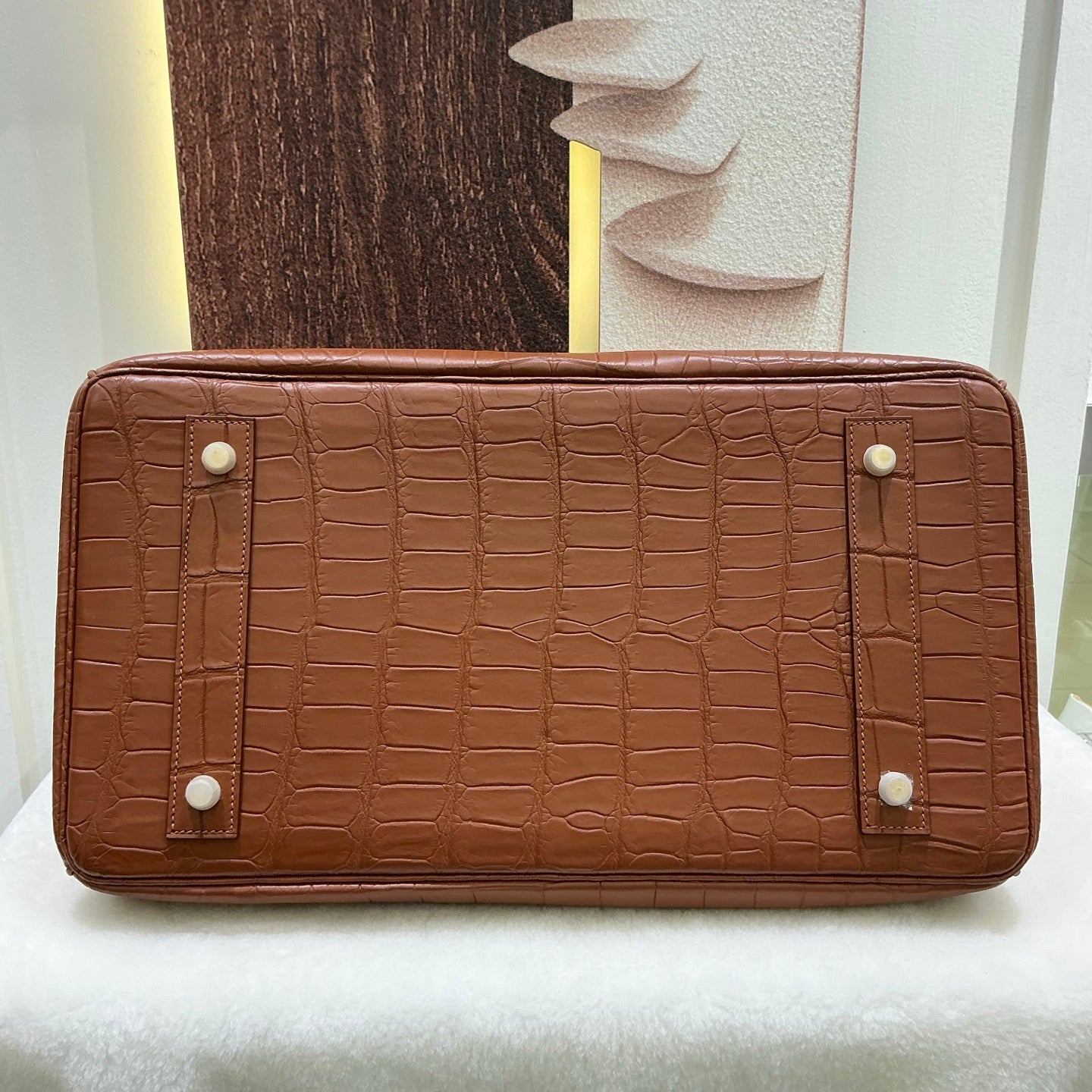 Preorder Genuine Matt Crocodile Skin Leather 40cm Business Top Handle Handbags Office Bags Dark Grey