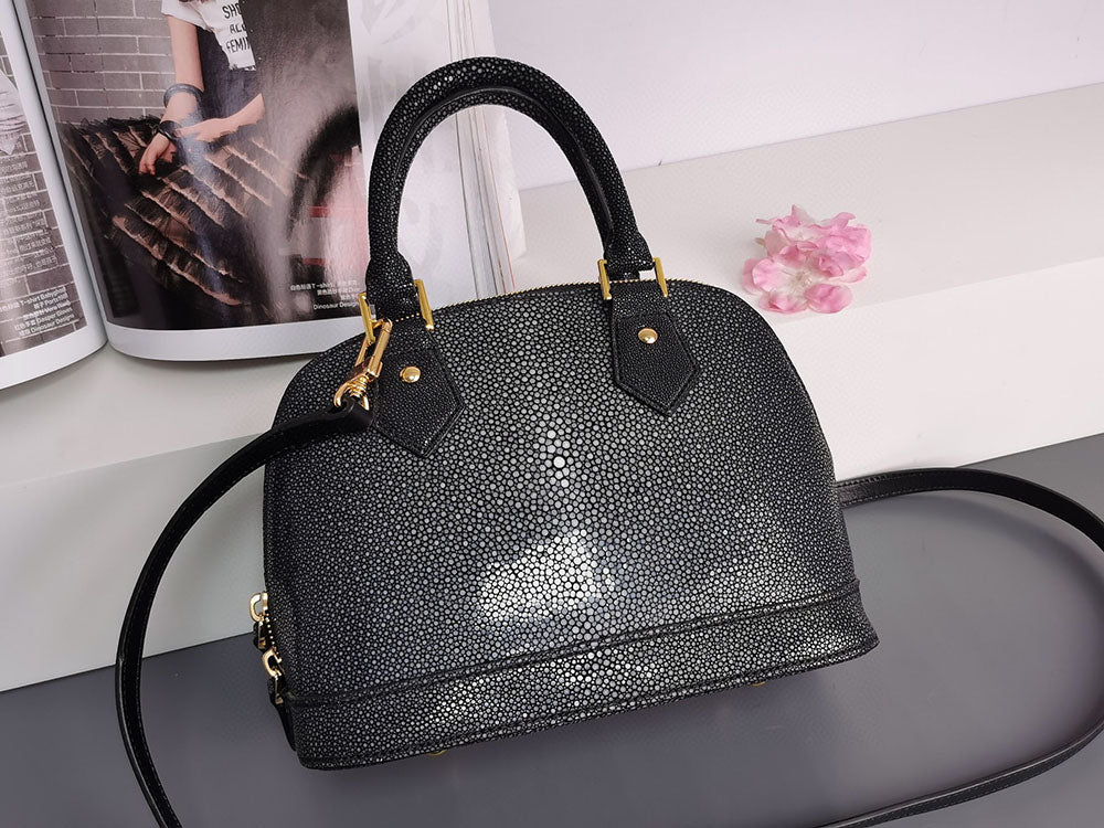 Genuine Stingray Leather  Shell Top Handle Bag For Women