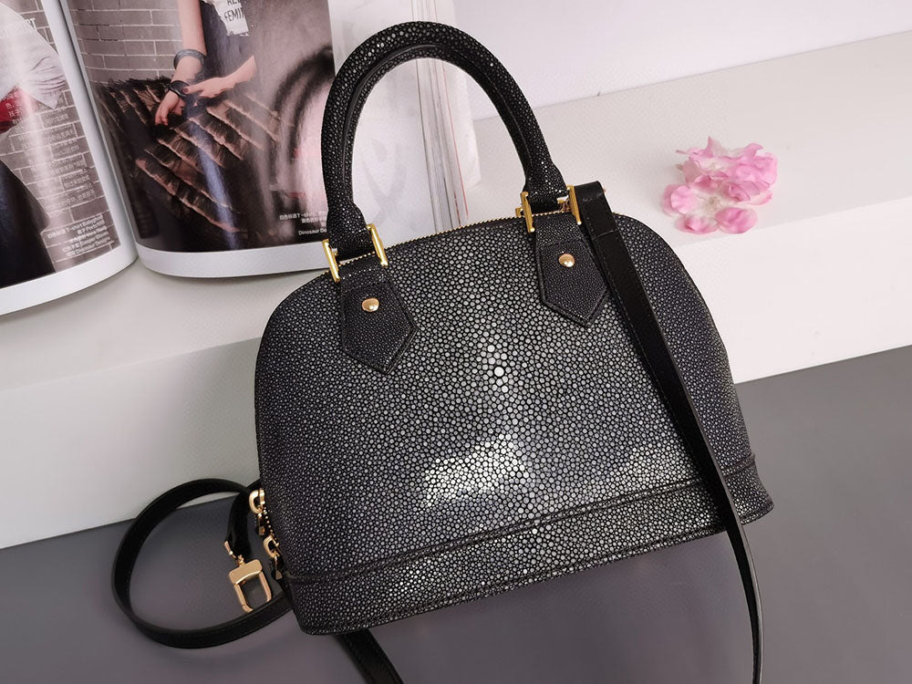 Genuine Stingray Leather  Shell Top Handle Bag For Women