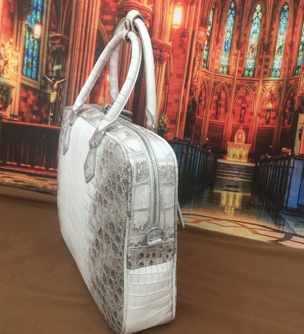 Crocodile Briefcase , Genuine Crocodile Belly Leather Briefcase Himalayan