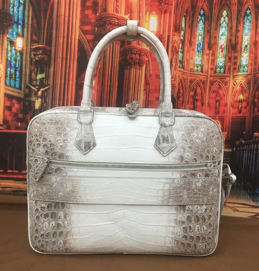 Crocodile Briefcase , Genuine Crocodile Belly Leather Briefcase Himalayan