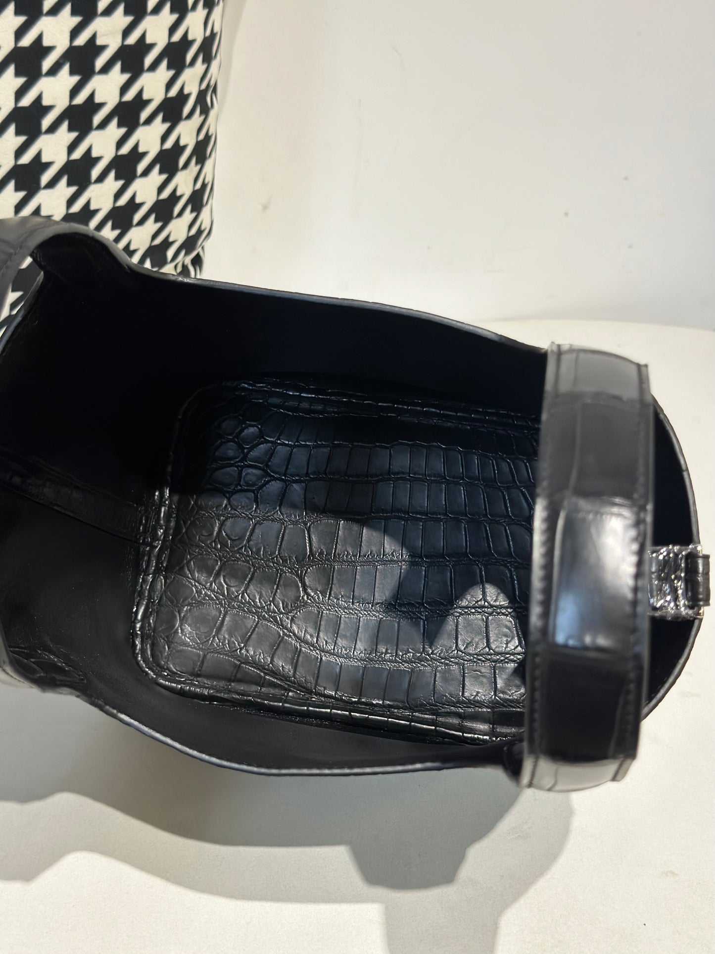 Women's Matt Genuine Crocodile Skin Leather Small Cross Body Bag Black