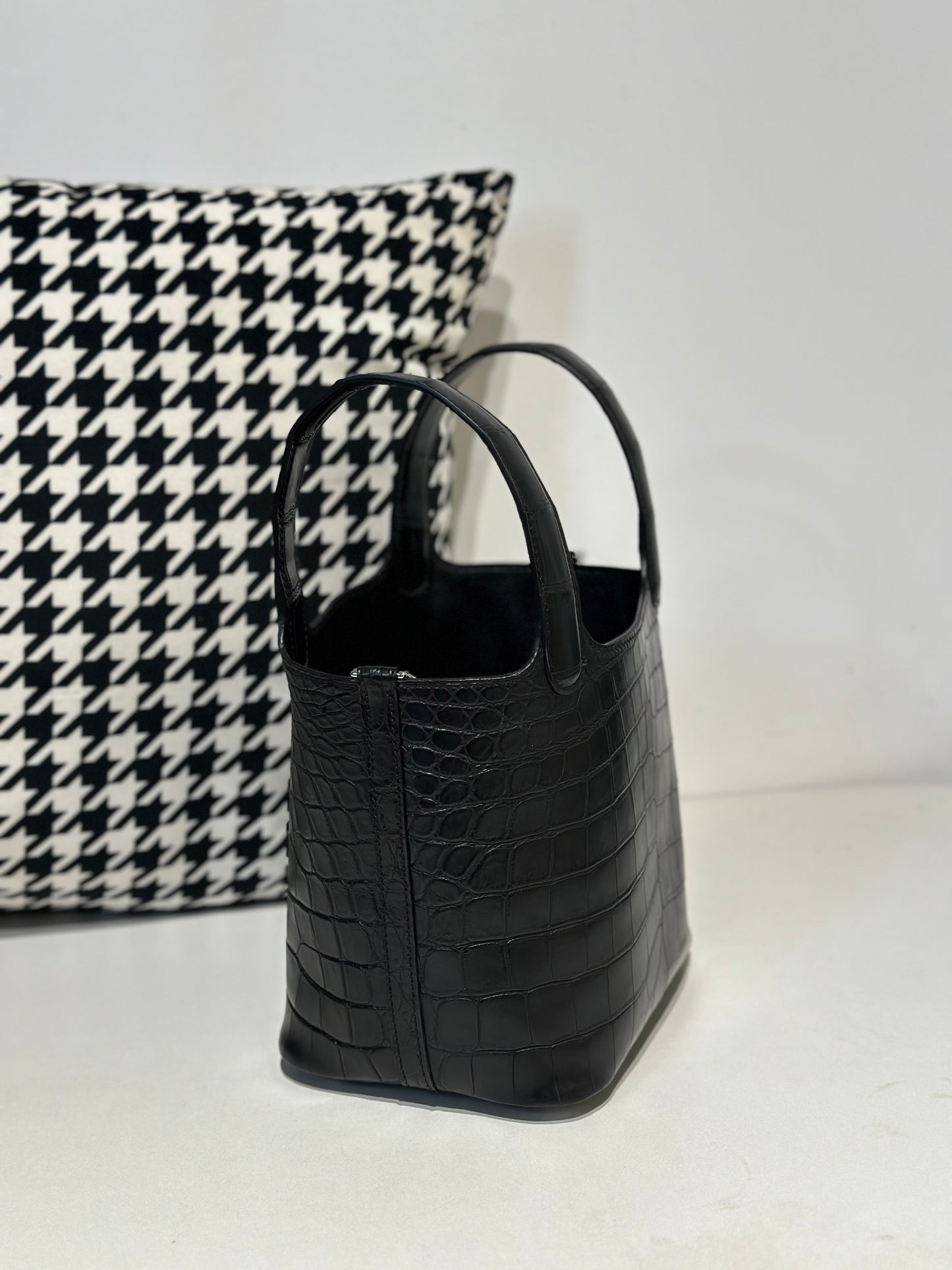 Women's Matt Genuine Crocodile Skin Leather Small Cross Body Bag Black