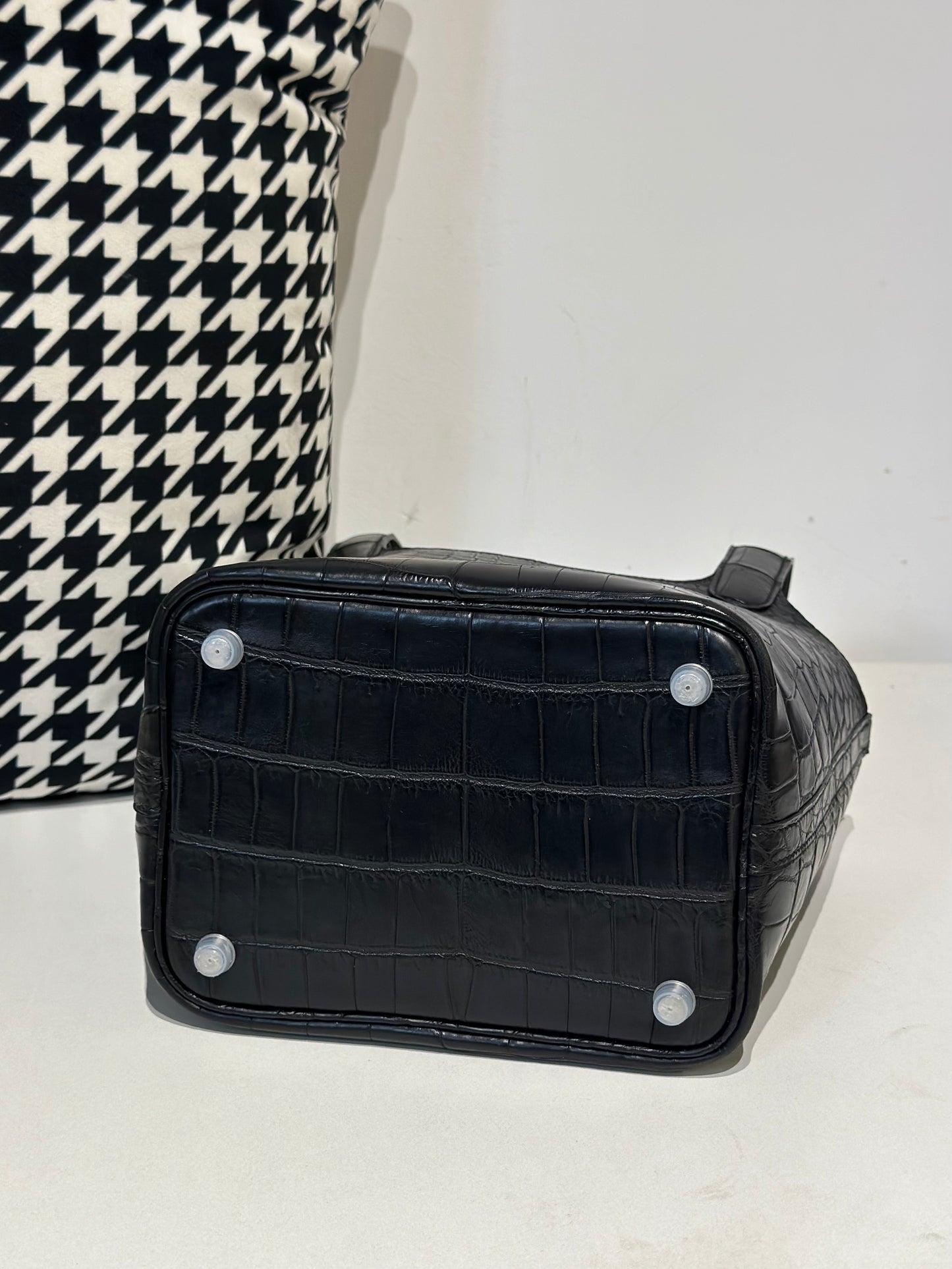 Women's Matt Genuine Crocodile Skin Leather Small Cross Body Bag Black