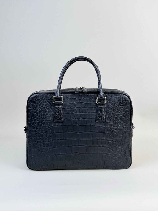 Men's Crocodile Briefcase Business Laptop Document Bags Black