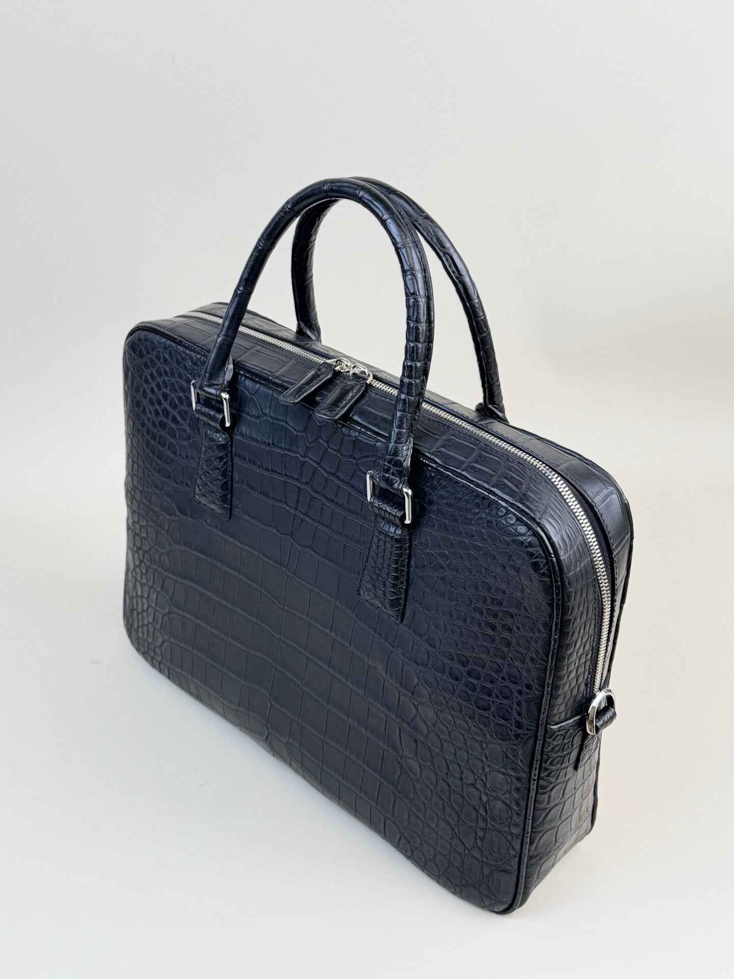 Men's Crocodile Briefcase Business Laptop Document Bags Black