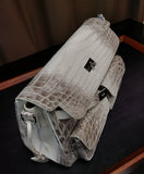 Unisex Crocodile Leather Padlock  Small Messenger Cross Body Shoulder Bag  Himalaya White