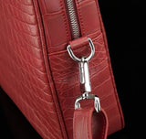 Genuine Crocodile Leather Briefcase That You Can Slide Over A Suitcase Handle  Wine Red