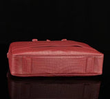 Genuine Crocodile Leather Briefcase That You Can Slide Over A Suitcase Handle  Wine Red