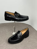 Crocodile Shoes Crocodile Loafer Slip-On Shoes  Black
