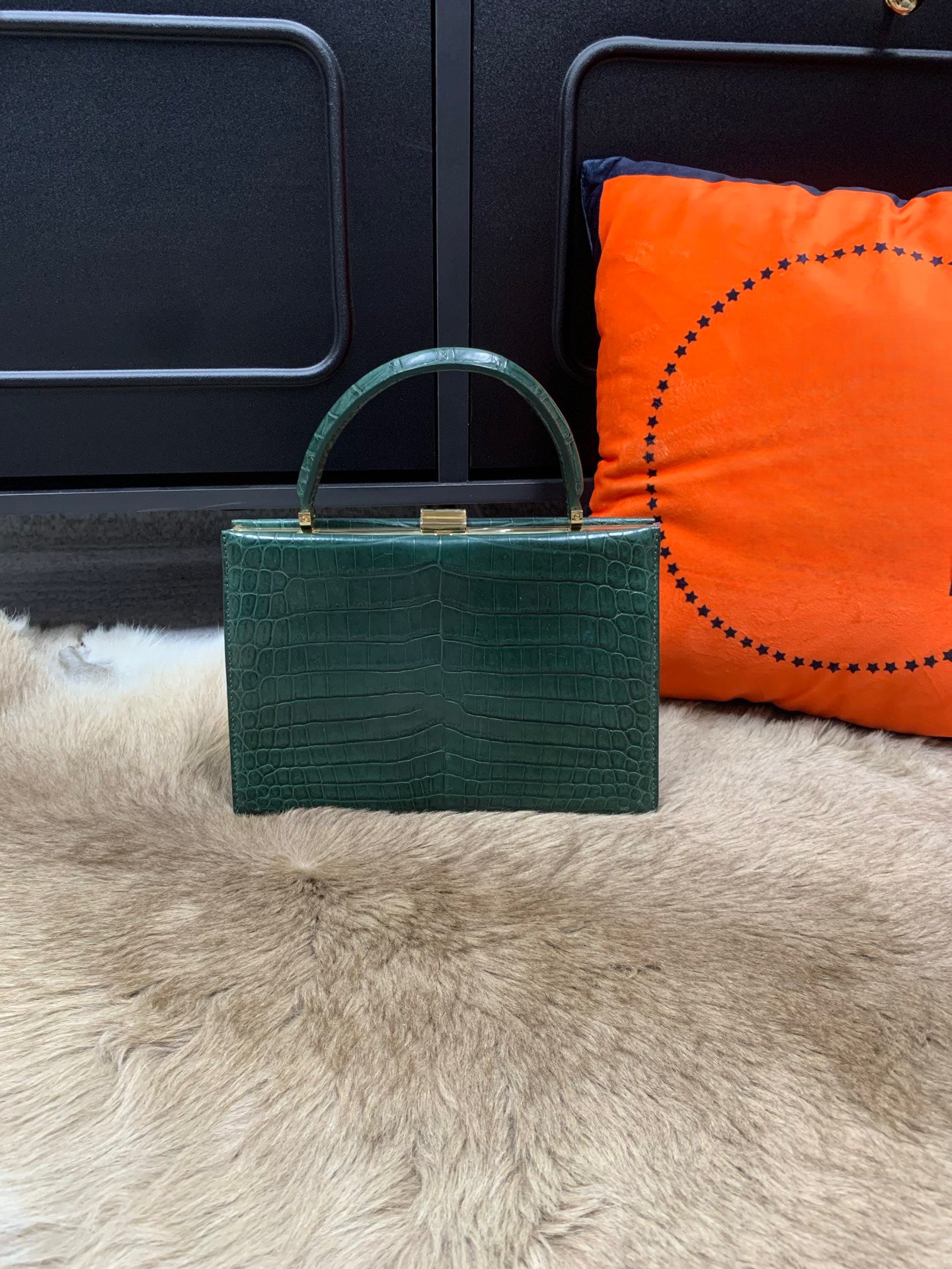 Crocodile Leather Evening Purse Top Handle Clutch Bag