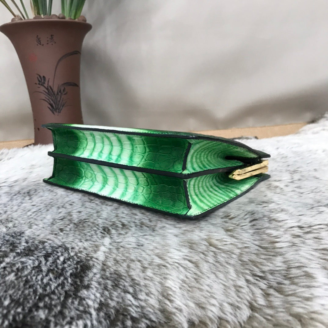 Vintage Crocodile Leather Evening Purse Top Handle Clutch Bag