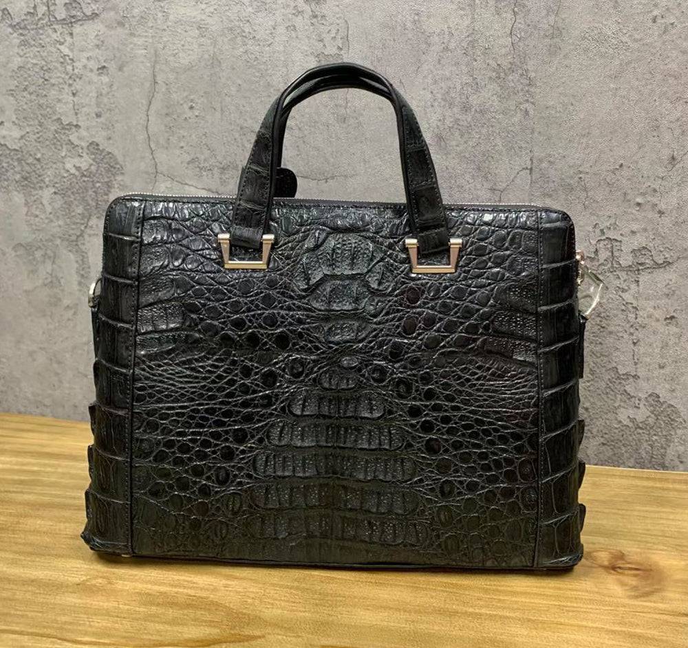 Genuine Crocodile Skin Bone Leather Briefcase 3185  Black