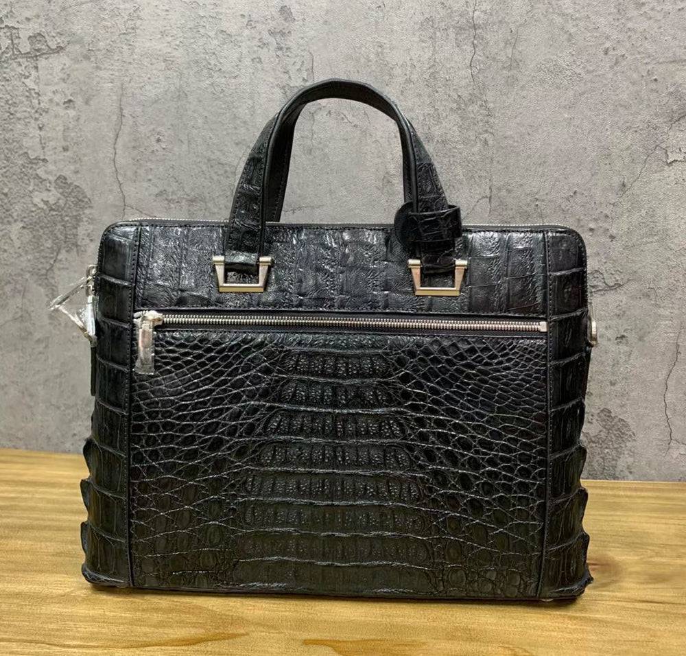 Genuine Crocodile Skin Bone Leather Briefcase 3185  Black