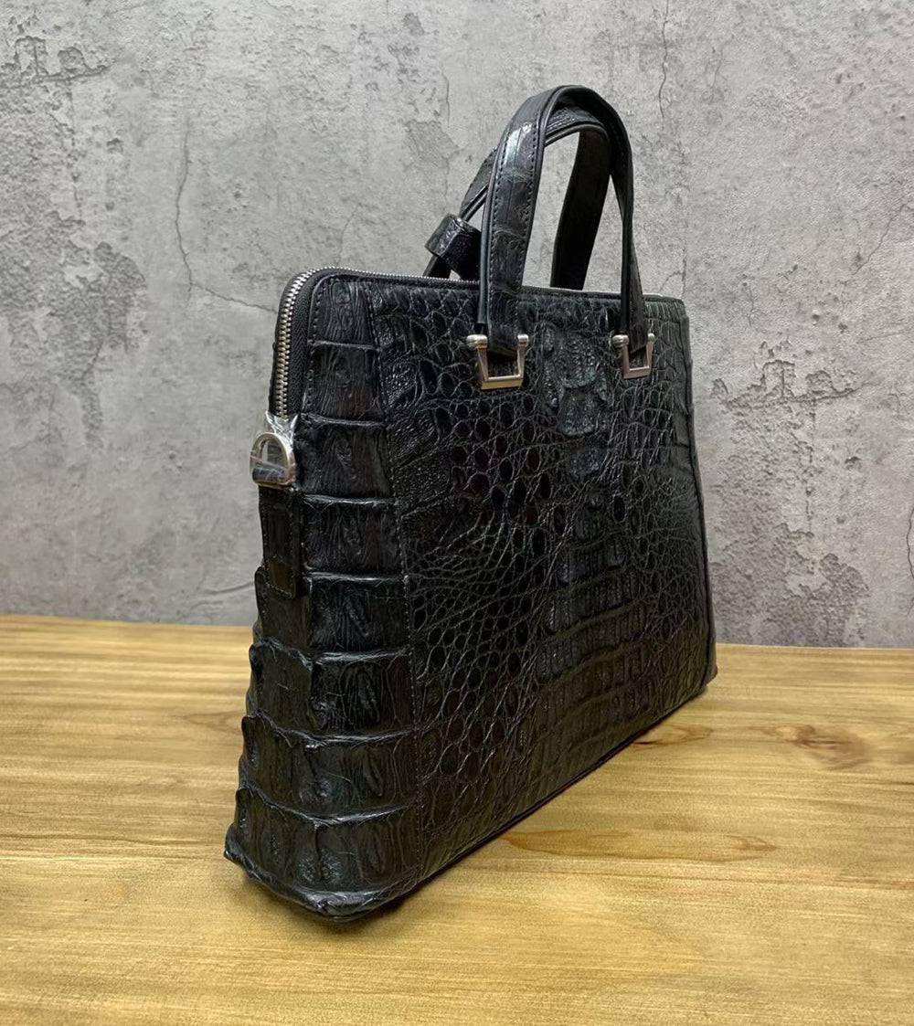 Genuine Crocodile Skin Bone Leather Briefcase 3185  Black